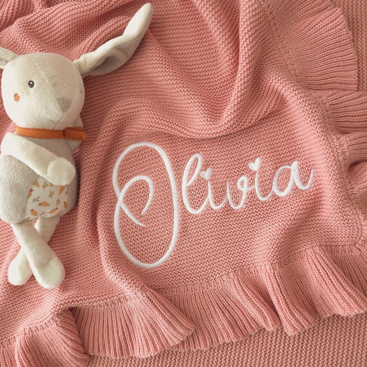 Baby Blanket Embroidered with Name 100 x 80 cm 100% Cotton – Bild 7