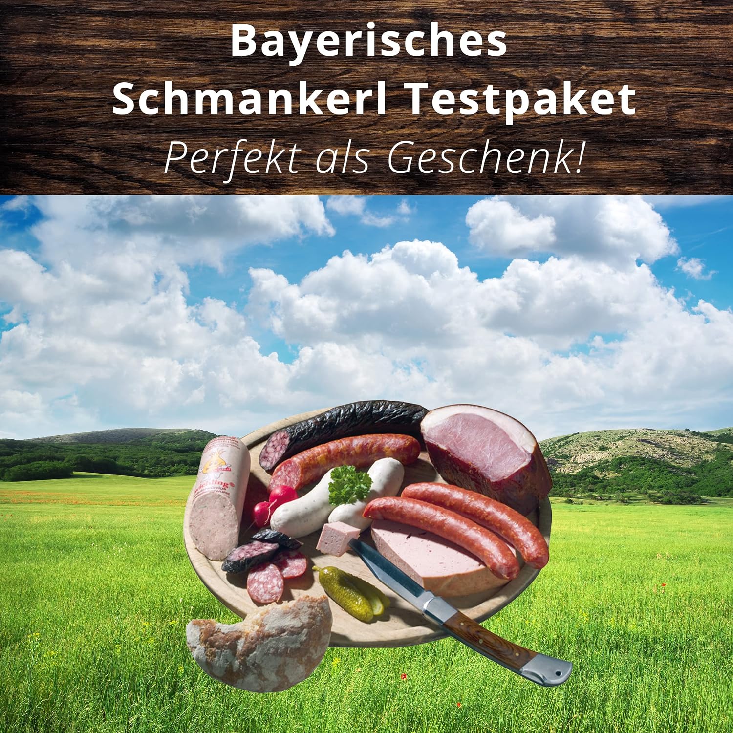Landmetzgerei Schiessl Bayerisches Probier-Packerl 1 kg | Homemaker Sausage, Liver Cheese, Ham, Salami | Gluten Free & Lactose Free | Top Quality from Own Slaughter as Gift Set – Bild 2