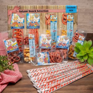 WURSTBARON Snack Gift Box with Salami Hearts, with 7 Particularly Delicious Snacks from Salami and Nibbles, Krakow-Style Sausage, Bavarian Quality, 390 g
