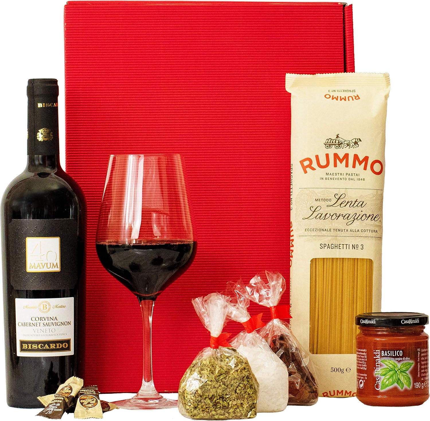 Italian Gift Set "Rome" | Wine & Pasta Gift Basket with Specialities from Italy | Christmas Gift Basket for Men and Women