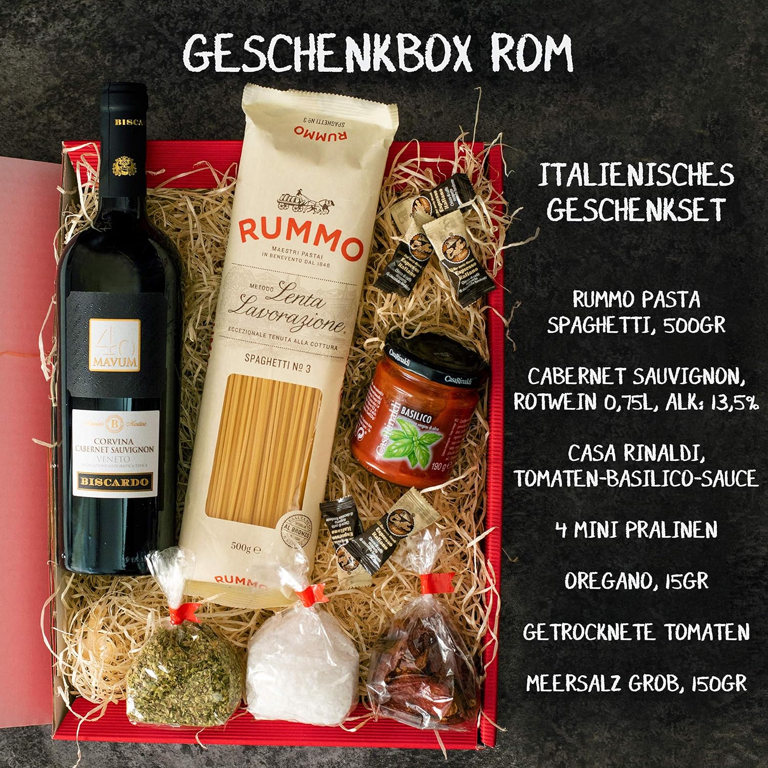 Italian Gift Set "Rome" | Wine & Pasta Gift Basket with Specialities from Italy | Christmas Gift Basket for Men and Women – Bild 2