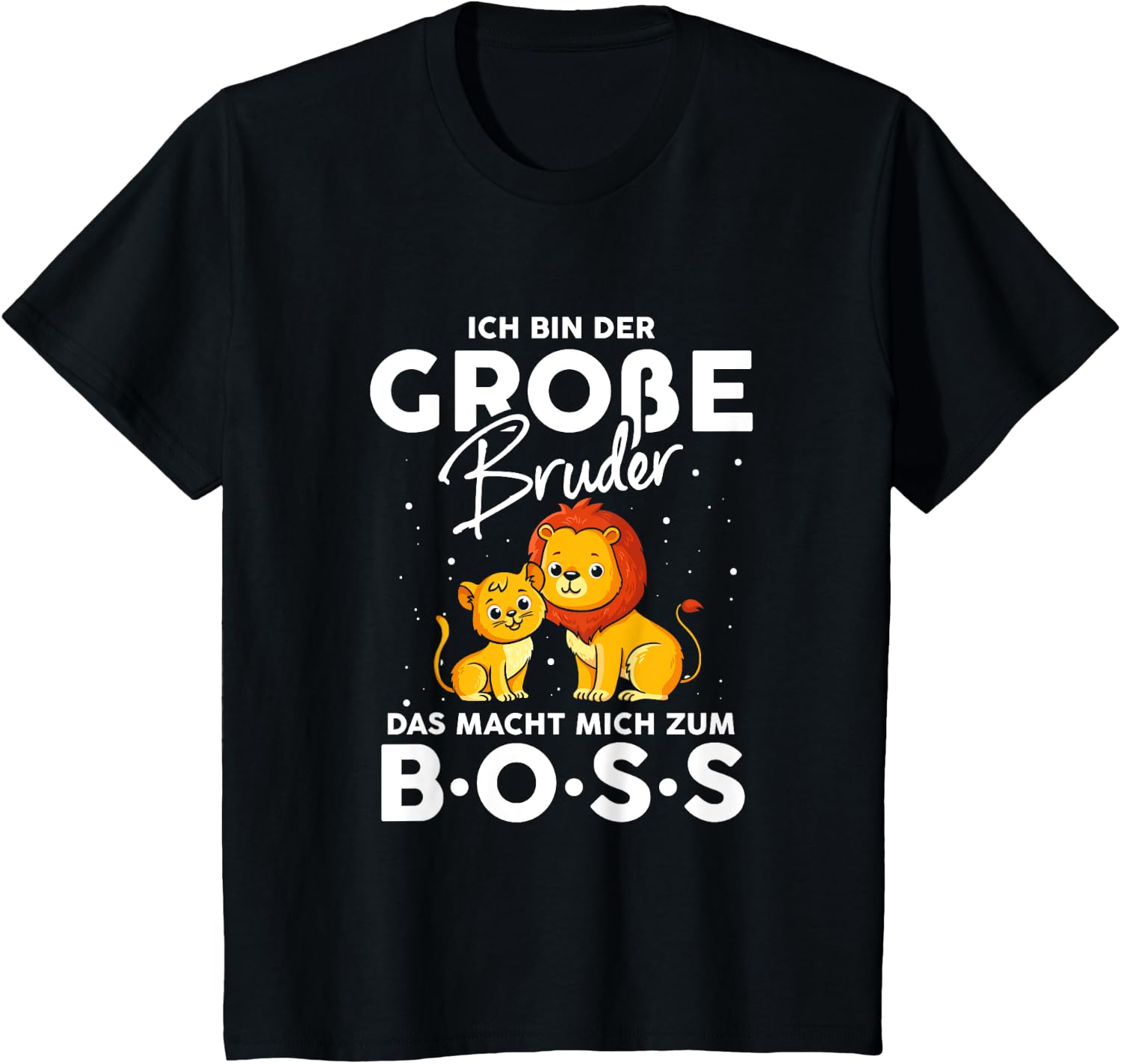 T-Shirt with German Text "Ich bin der große Bruder, der mich zum Cheflöwe" [German Langu, black