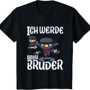 Children’s T-Shirt with German Text „Ich werde Großer Bruder 2026“ Ninja Bald Big Brother