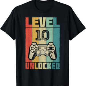 Geschenk zum 10. Jahrestag für Paare 10 Jahre – Level 10 Unlocked 10th Wedding Anniversary T-Shirt for Men and Women – Black, Short Sleeve, Classic, Crew Neck, Unisex, EU S (Small)