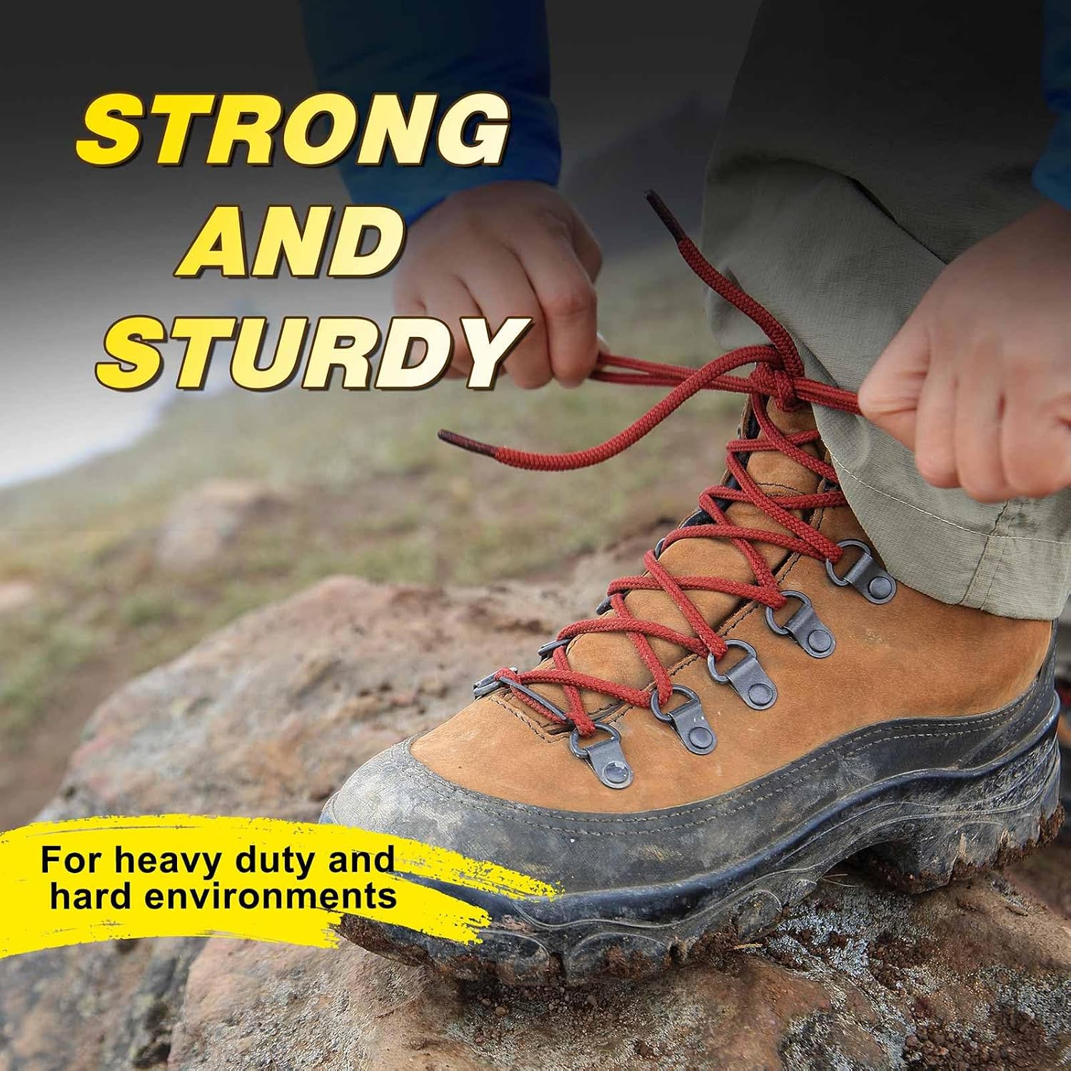 VSUDO Boot Laces, Round, Diameter 4 mm, Thin Shoelaces for Work, Outdoors, Hiking, Trekking Shoes, for Men and Women, Tear-Resistant Replacement Laces – Bild 3