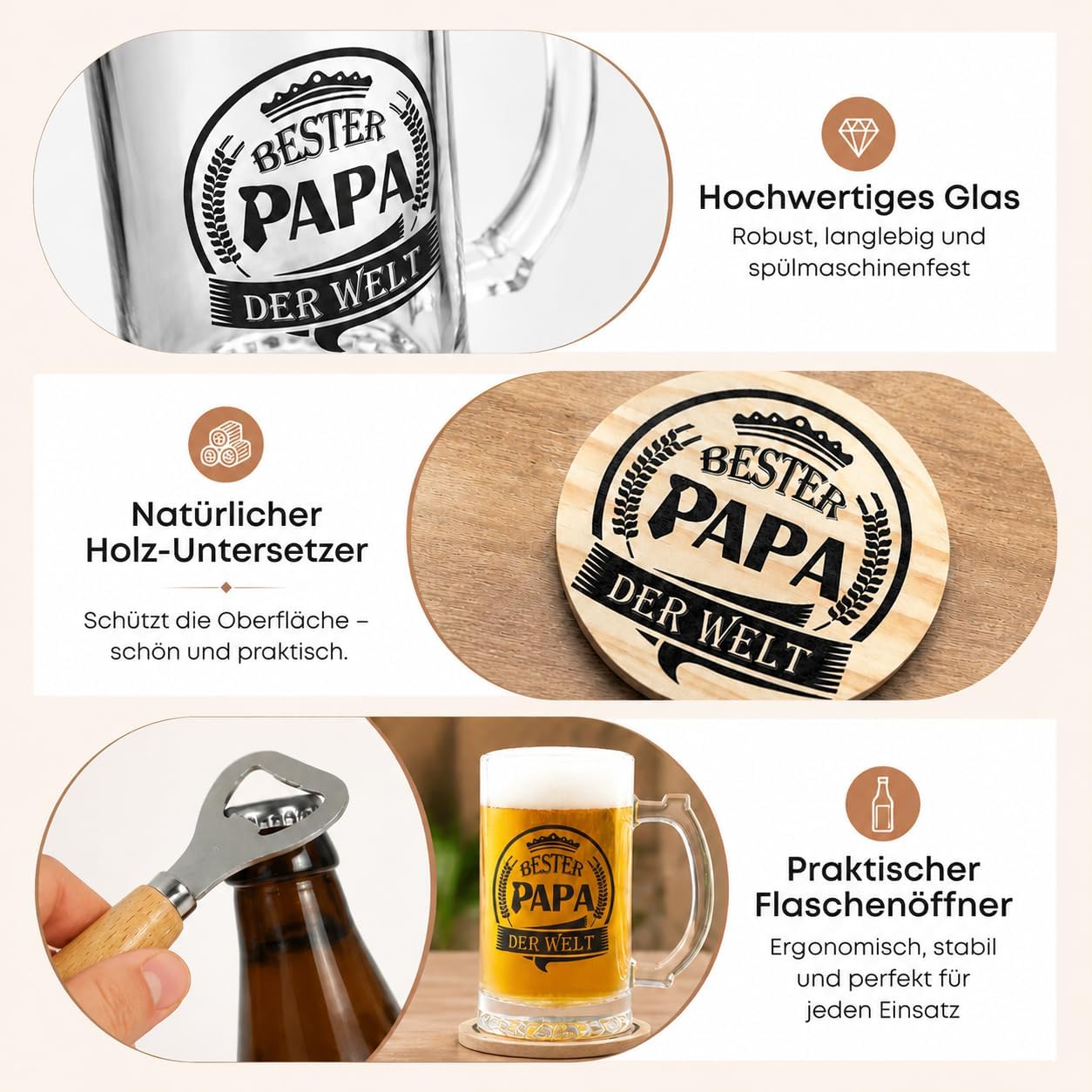 Seutgjie Gift for Dad Birthday Christmas Wheat Beer Glasses Set – Bild 6