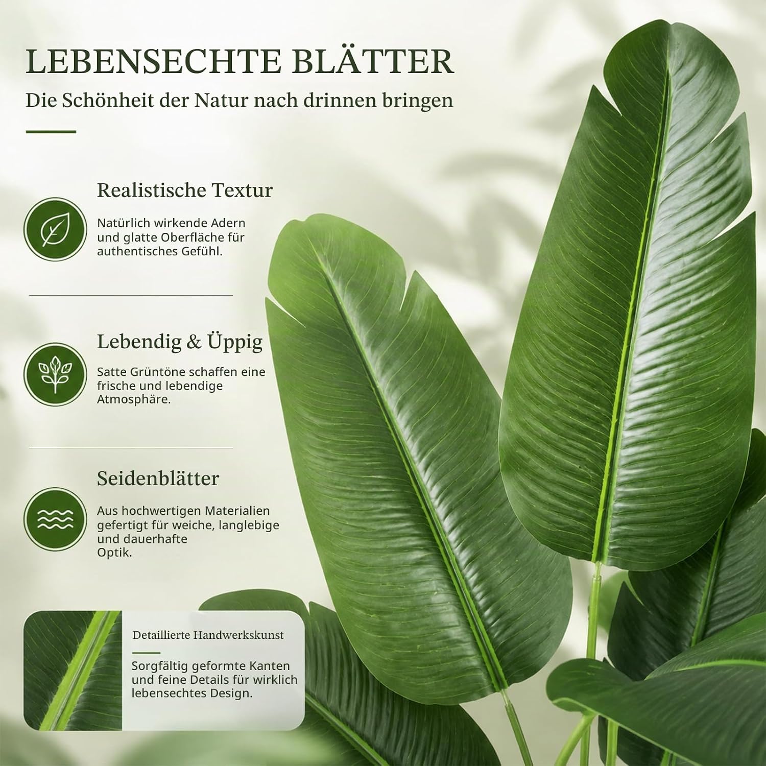 Artificial Bird of Paradise Plant, Faux Banana Leaf Tree for Home Decor, Artificial Plants, Large Indoor Floor Plant with 9 Stems (1, Black Planter, 120 cm) – Bild 4