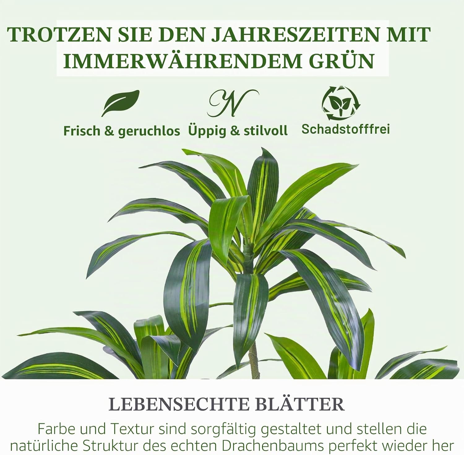 Artificial Dragon Tree Plants 150 cm Artificial Plants Large White Pot – Bild 3