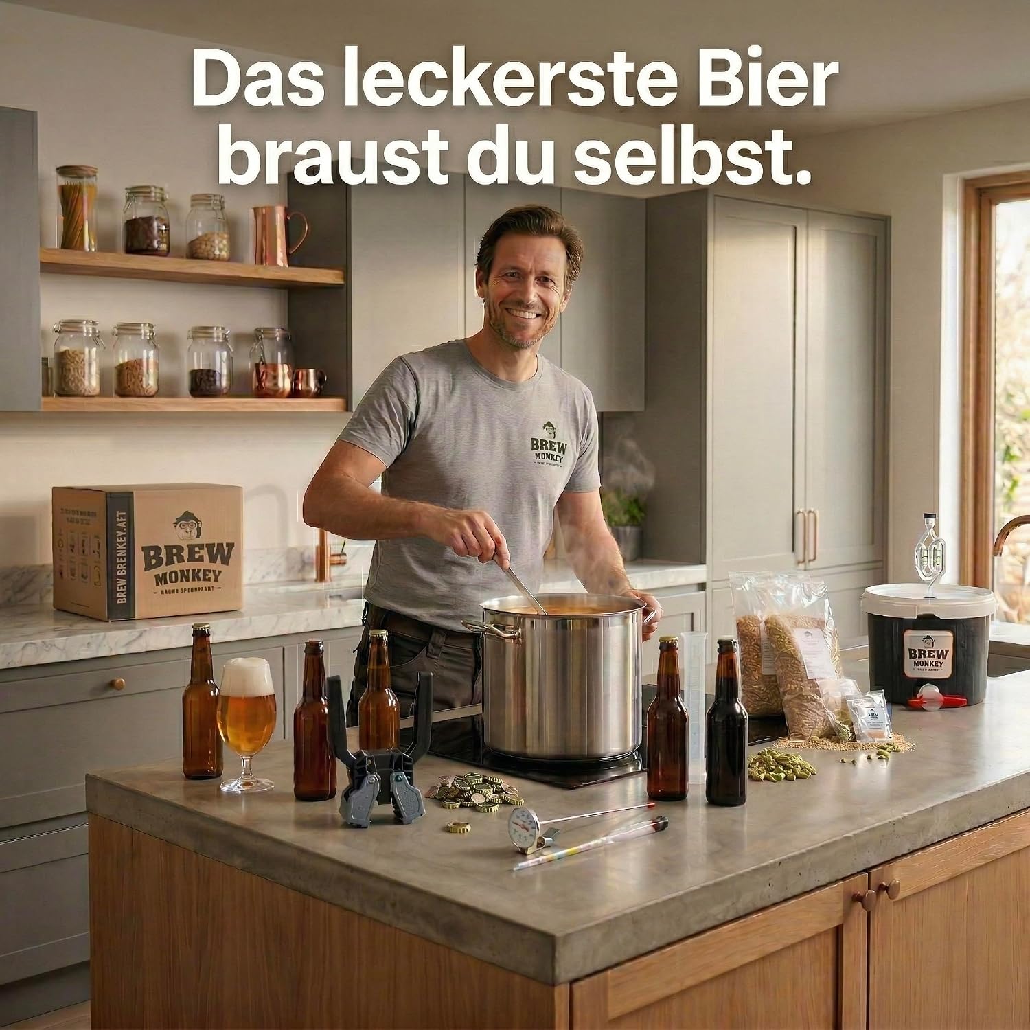 Brew Monkey Beer Brewing Set Helles | Luxe Set 5 Litres Beer | 6.4% Vol. | Beer Brewing Set | Men's Gifts | Beer Gifts for Men | Birthday Gift for Men | Gifts for Dad – Bild 8