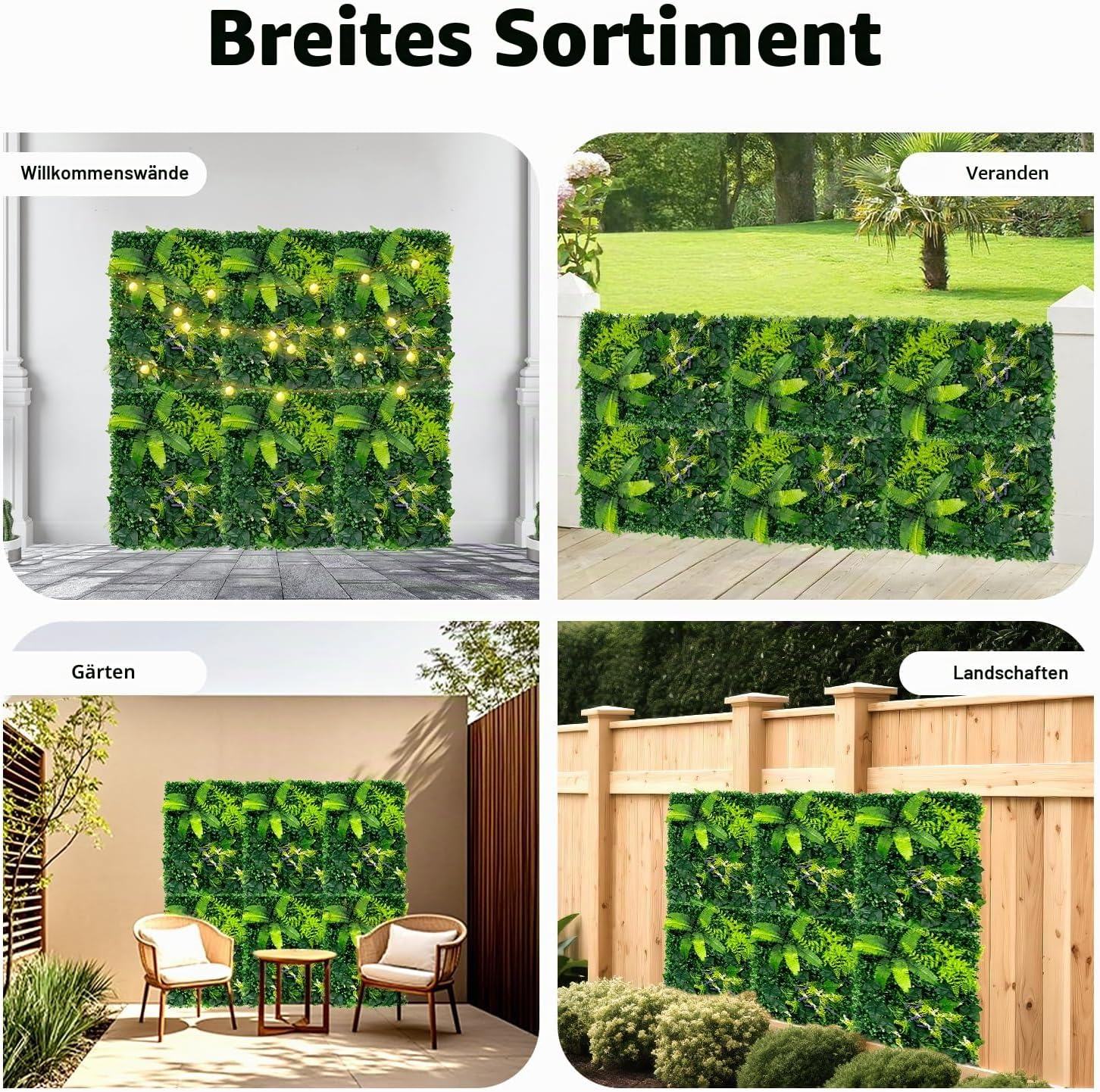 Pack of 6 Artificial Plant Wall, 60 x 40 cm, Artificial Grass Backdrop Wall, with Flowers, 3D Grass Wall Panels, Wall Grass Wall Decoration, for Garden, Balcony, Weddings, Restaurant Decoration – Bild 6