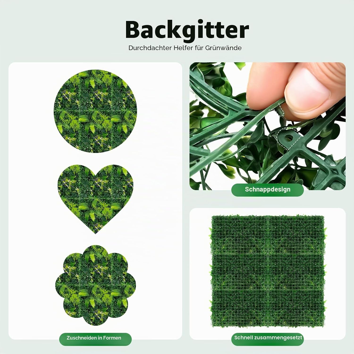 Pack of 6 Artificial Plant Wall, 60 x 40 cm, Artificial Grass Backdrop Wall, with Flowers, 3D Grass Wall Panels, Wall Grass Wall Decoration, for Garden, Balcony, Weddings, Restaurant Decoration – Bild 7