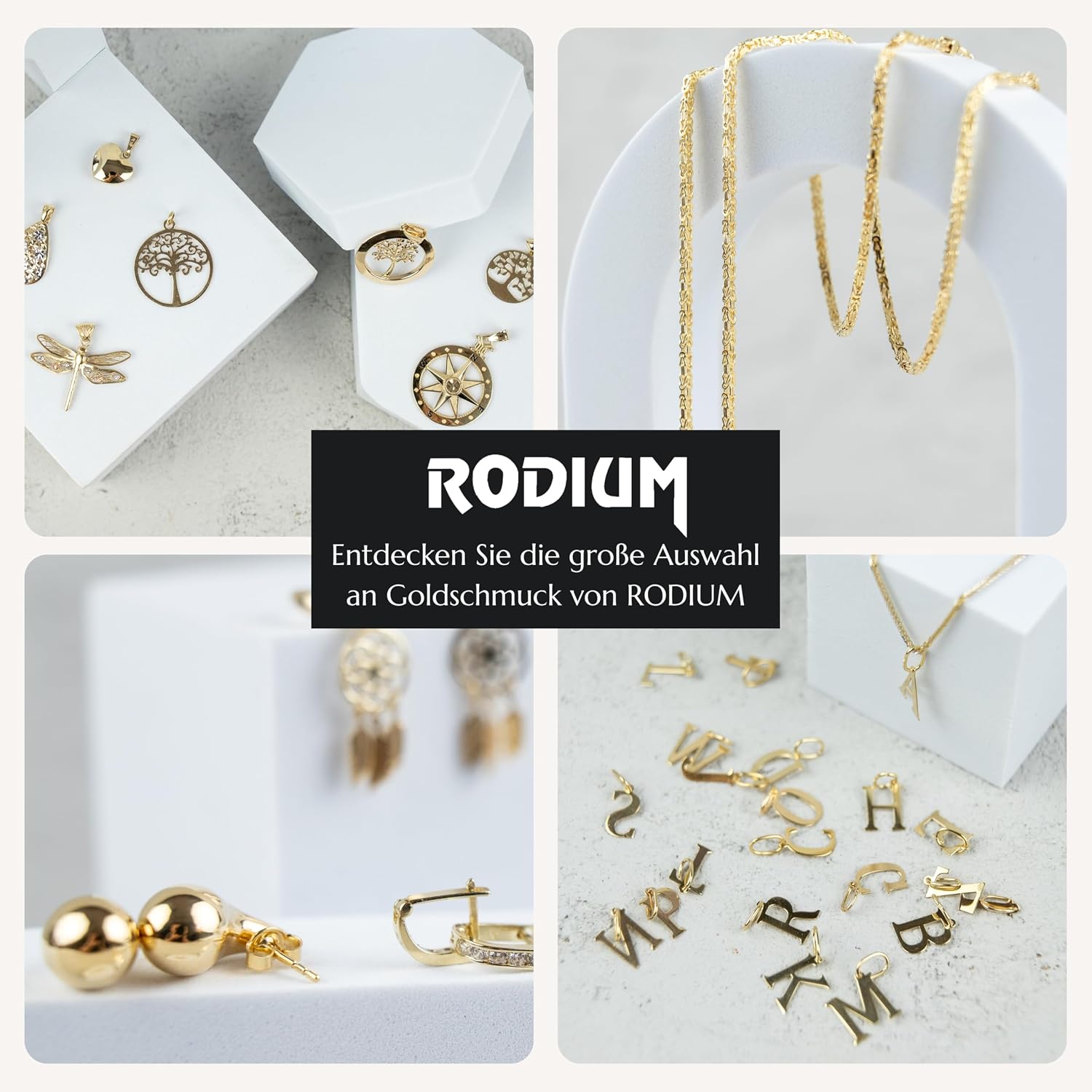 Rodium - Gold Pendant with Zodiac Sign 14K Gold/585 Fineness Charms for Necklace or Chain Bracelet Ideal Gifts Chain Pendant for Gold Jewellery – Bild 7