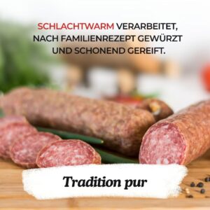 Original Eichsfelder Thin Stracke 300 g I Butcher Weber I Regional Sausage Speciality I Slaughter Warm Processed I Own Production I Natural Spices I Air Dried for 4 Weeks