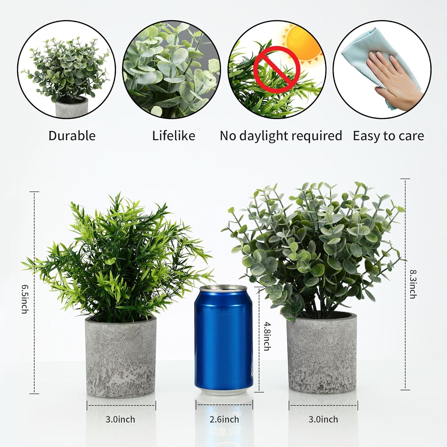 BUCOMTU Pack of 5 Artificial Plants, Mini Artificial Plants Snake Tongue, Agave Succulent, Eagle Claw Aloe, Artificial Plants for Bedroom, Office Decoration (Original Colour) – Bild 3