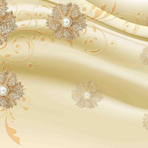 Non-Woven Photo Wallpaper Wall Pictures 3D Modern Gold Decoration Flowers 1486 (200 (W) x 140 (H) cm)