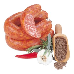Knackwurst with Cumin, Approx. 500 g, Landmetzgerei Schiessl, Hausmacher Specialty from Bavaria