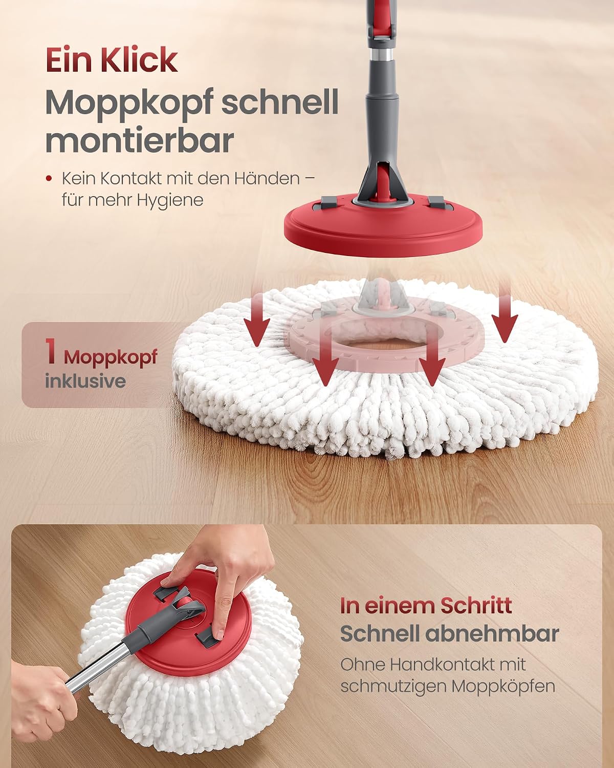 SONGMICS Mop Set with Bucket and Spin - 4 Microfibre Covers – Bild 4