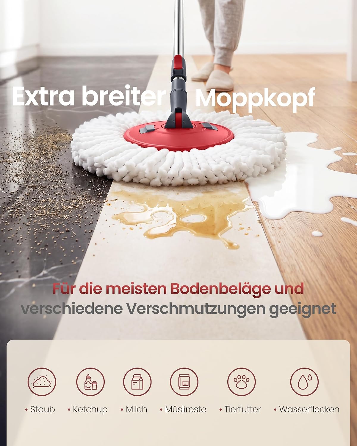 SONGMICS Mop Set with Bucket and Spin - 4 Microfibre Covers – Bild 7