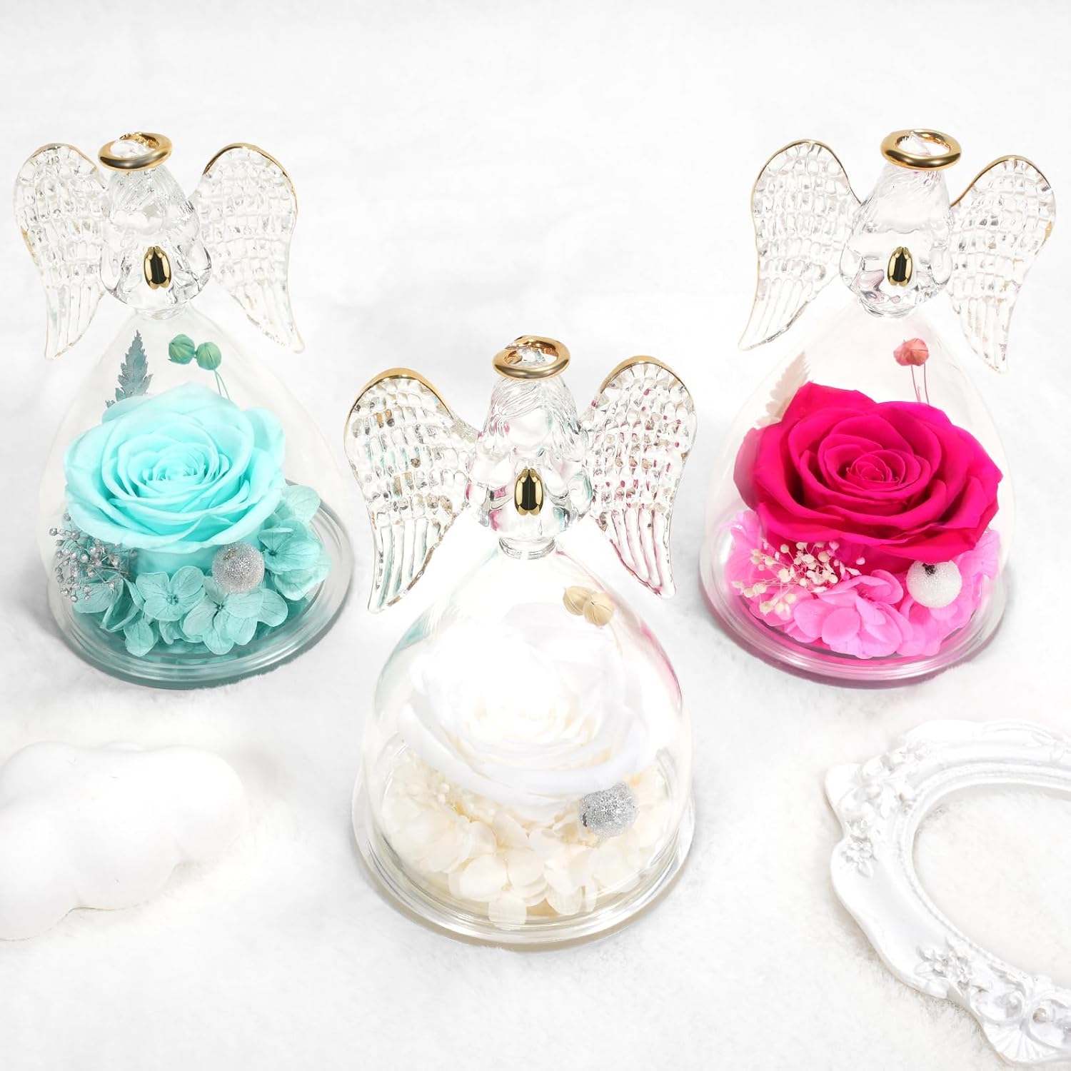 Miofula Eternal Rose Gifts for Women, Angel Figure Birthday Gift for Mum, Flowers Guardian Angel Women Gift, Infinity Roses Gifts for Mum, Mother, Grandma, Girlfriend, Gift, Anniversary, Christmas – Bild 7