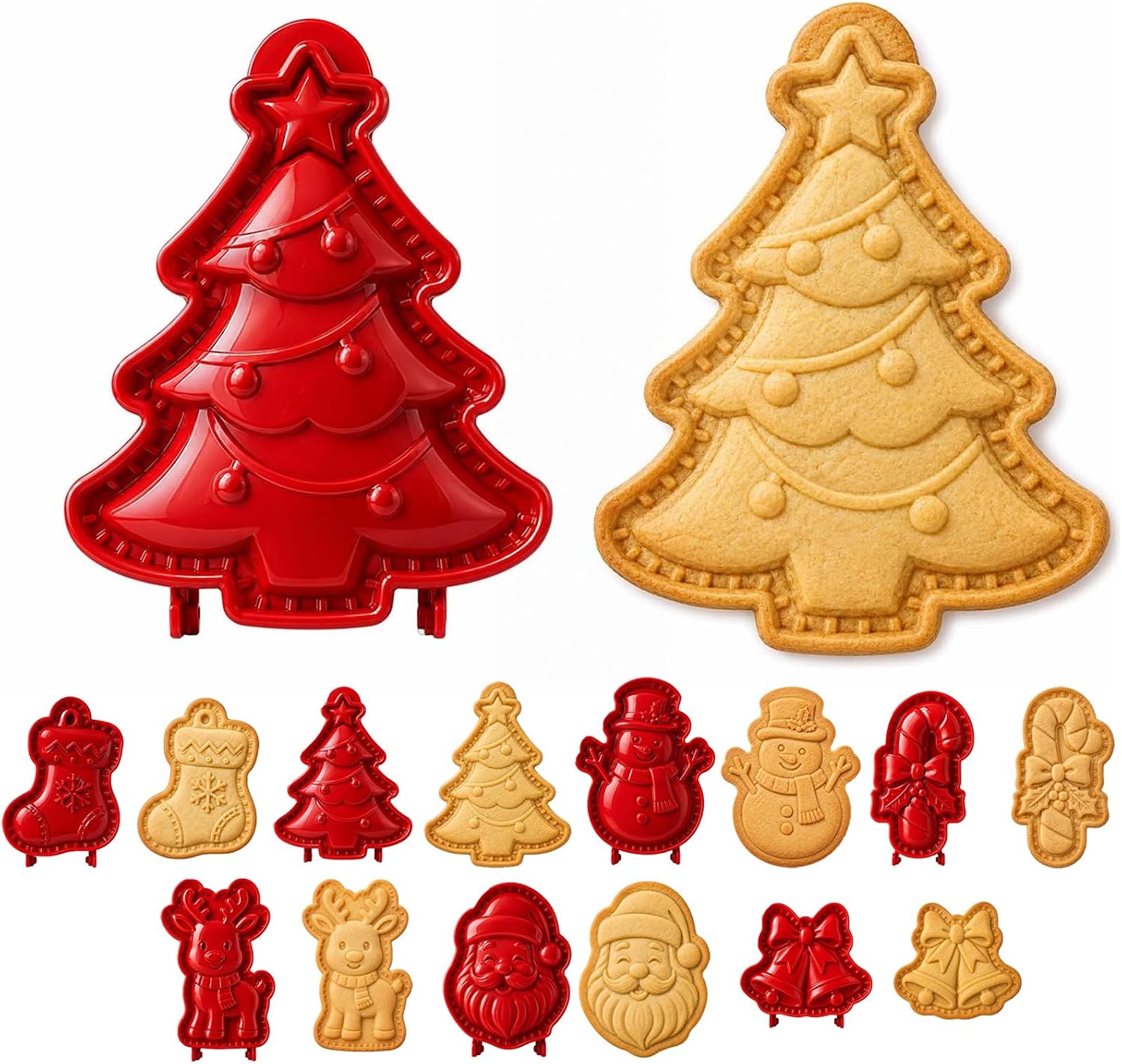 Christmas Mini Hand Pie Baking Moulds for Baking Lovers Christmas Cookie Cutters Festive Hand Cake Moulds Stainless Steel Dough Press Autumn Baking Tool Simple Pastry Maker Biscuit Mould (Christmas