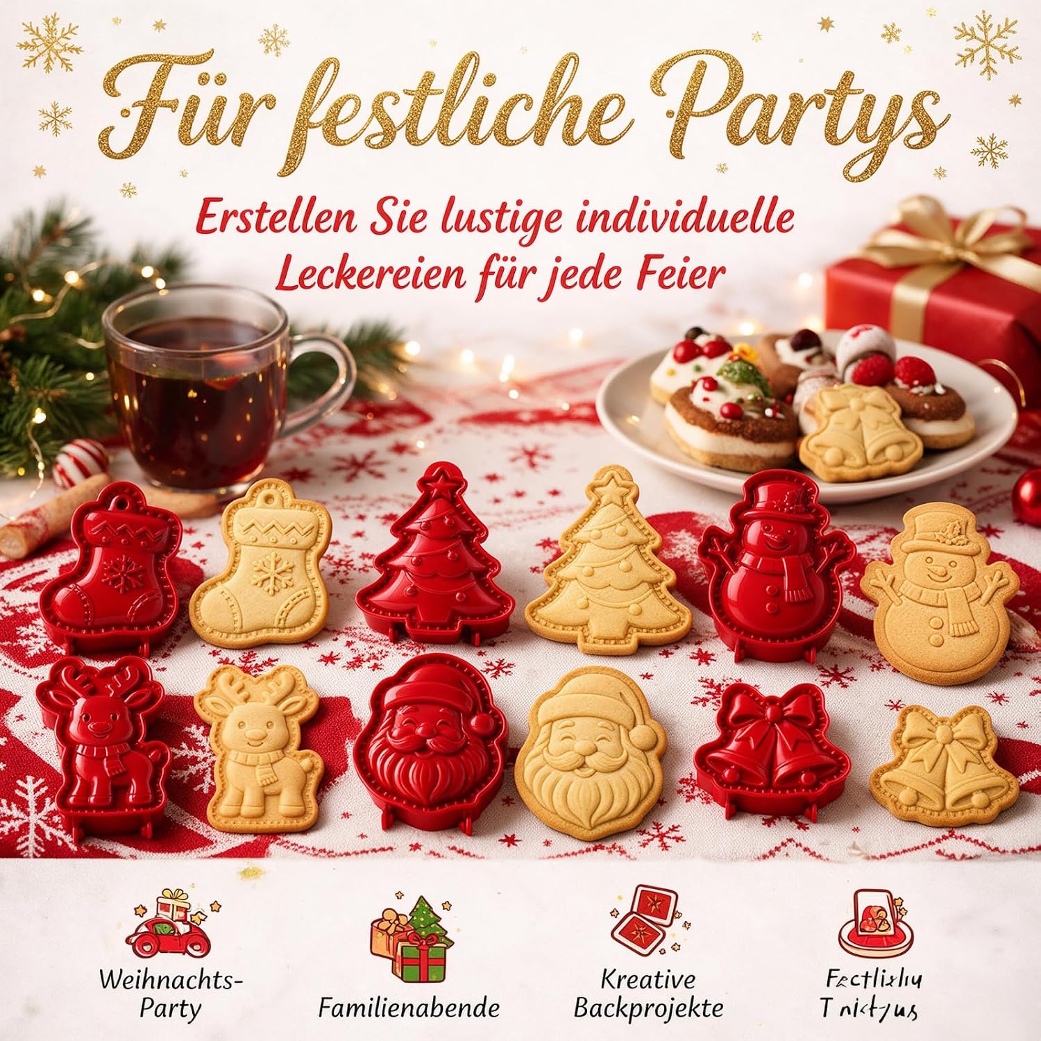 Christmas Mini Hand Pie Baking Moulds for Baking Lovers Christmas Cookie Cutters Festive Hand Cake Moulds Stainless Steel Dough Press Autumn Baking Tool Simple Pastry Maker Biscuit Mould (Christmas – Bild 5