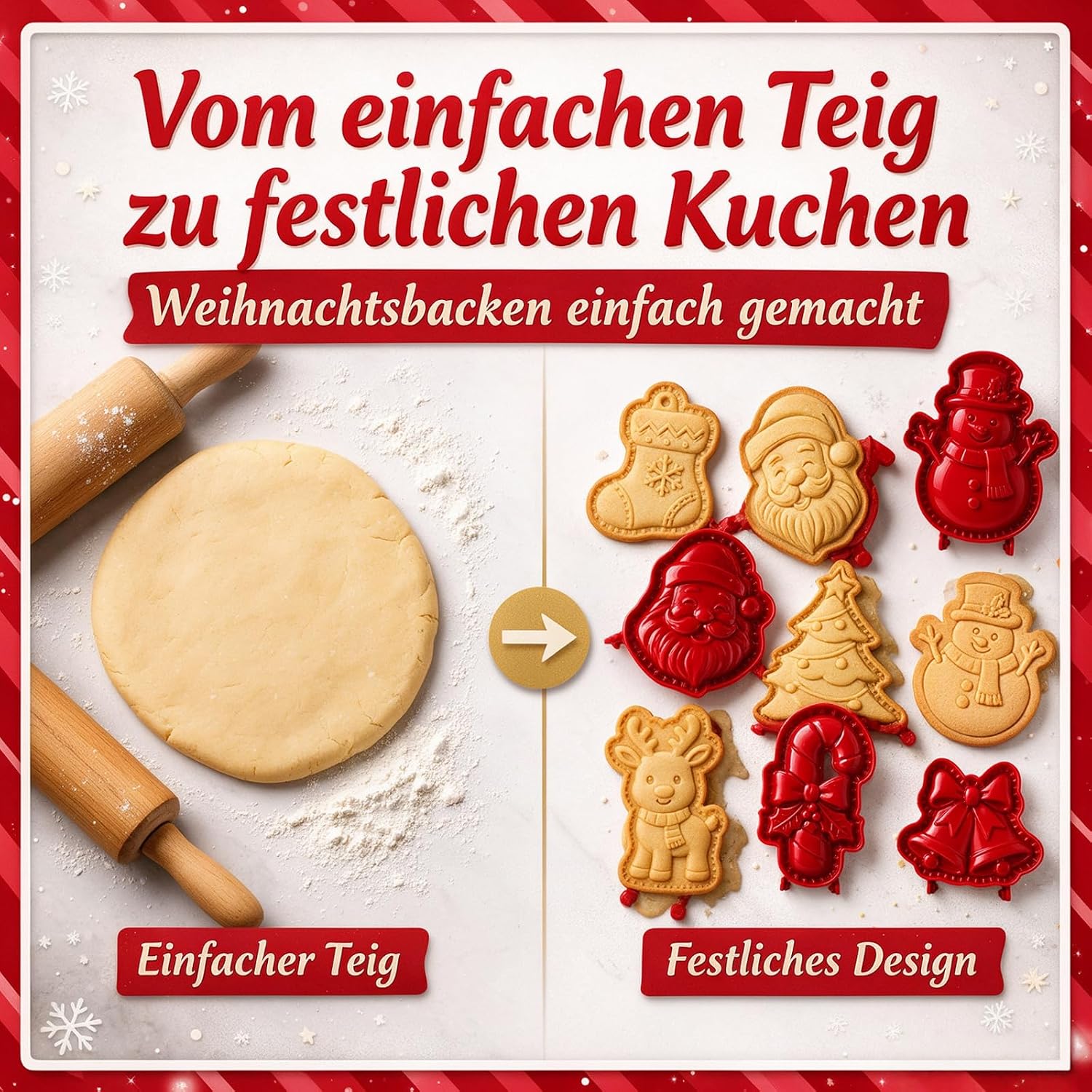 Christmas Mini Hand Pie Baking Moulds for Baking Lovers Christmas Cookie Cutters Festive Hand Cake Moulds Stainless Steel Dough Press Autumn Baking Tool Simple Pastry Maker Biscuit Mould (Christmas – Bild 7