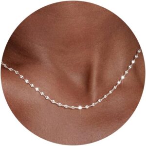 SLOONG Women's 925 Silver Over Lips Necklace 41/46/51/56 cm