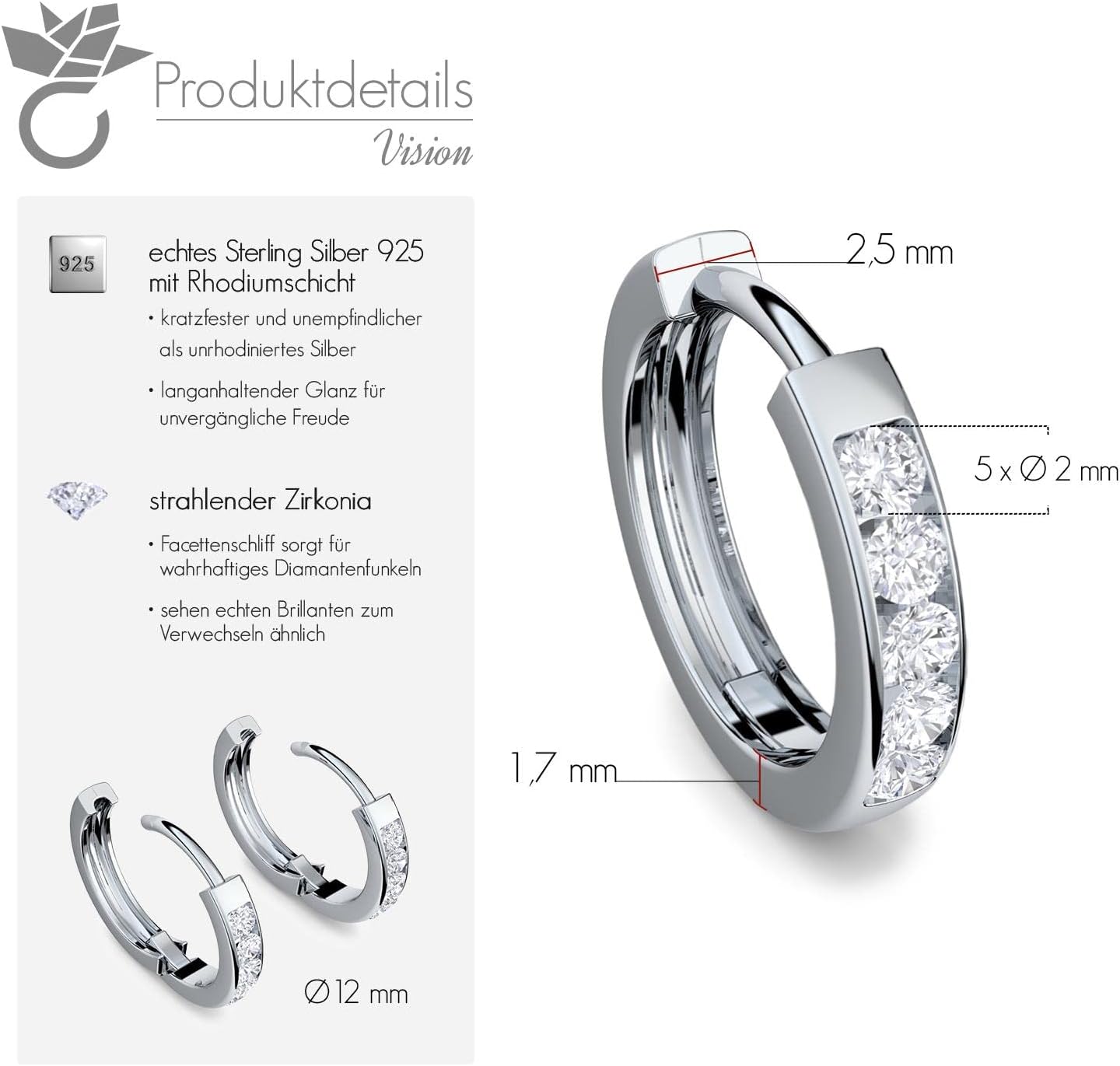 Women's 925 silver small hoop earrings, real gift for women, girlfriend, jewellery, love you, nickel-free. Fashion Jewellery Women's Earrings Silver No Stainless Steel Thin Hinged Hoop Earrings . – Bild 6