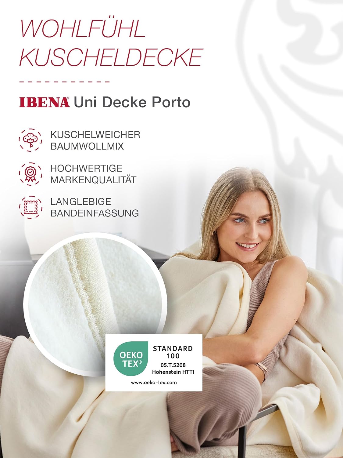 Ibena Cuddly Blanket / Bedspread / Wool Blanket, 180 x 220 cm – Bild 2