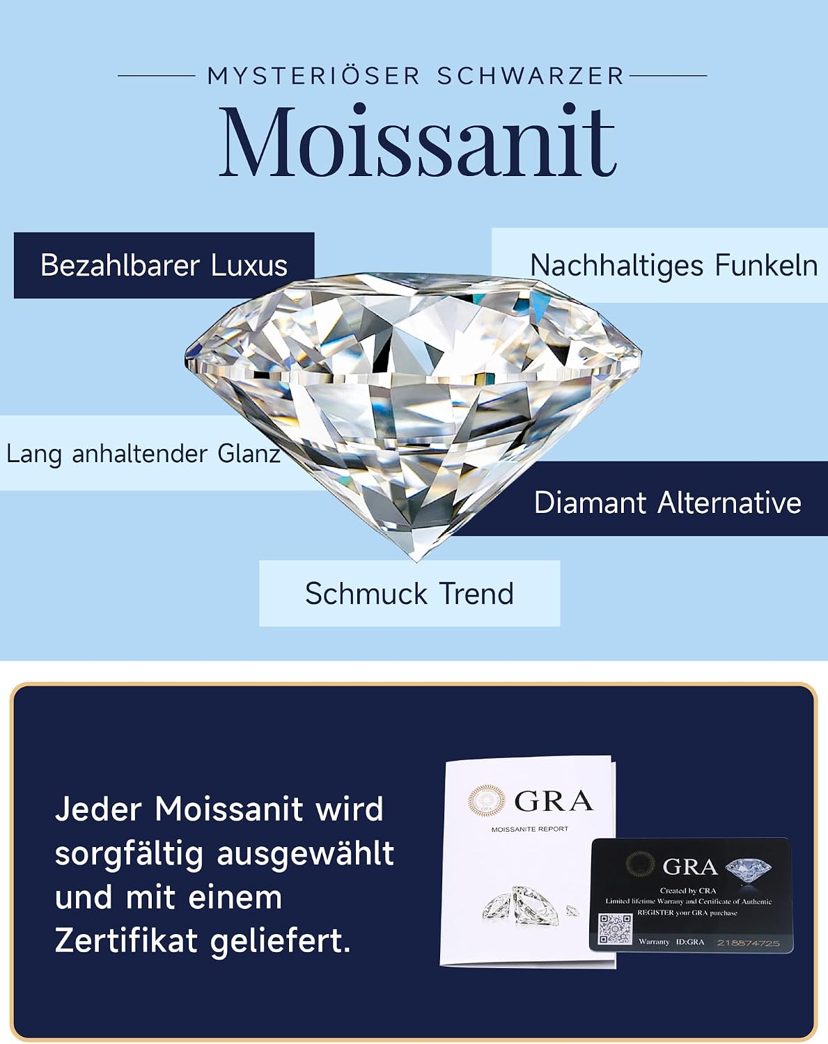 MomentWish Moissanite Diamond Stud Earrings 925 Silver / Gold 585, 1–4 Carat, Genuine Silver, Hypoallergenic VVS1 D Colour with GRA Certificate, Earrings Gift for Men Women 5/6.5/8 mm – Bild 7