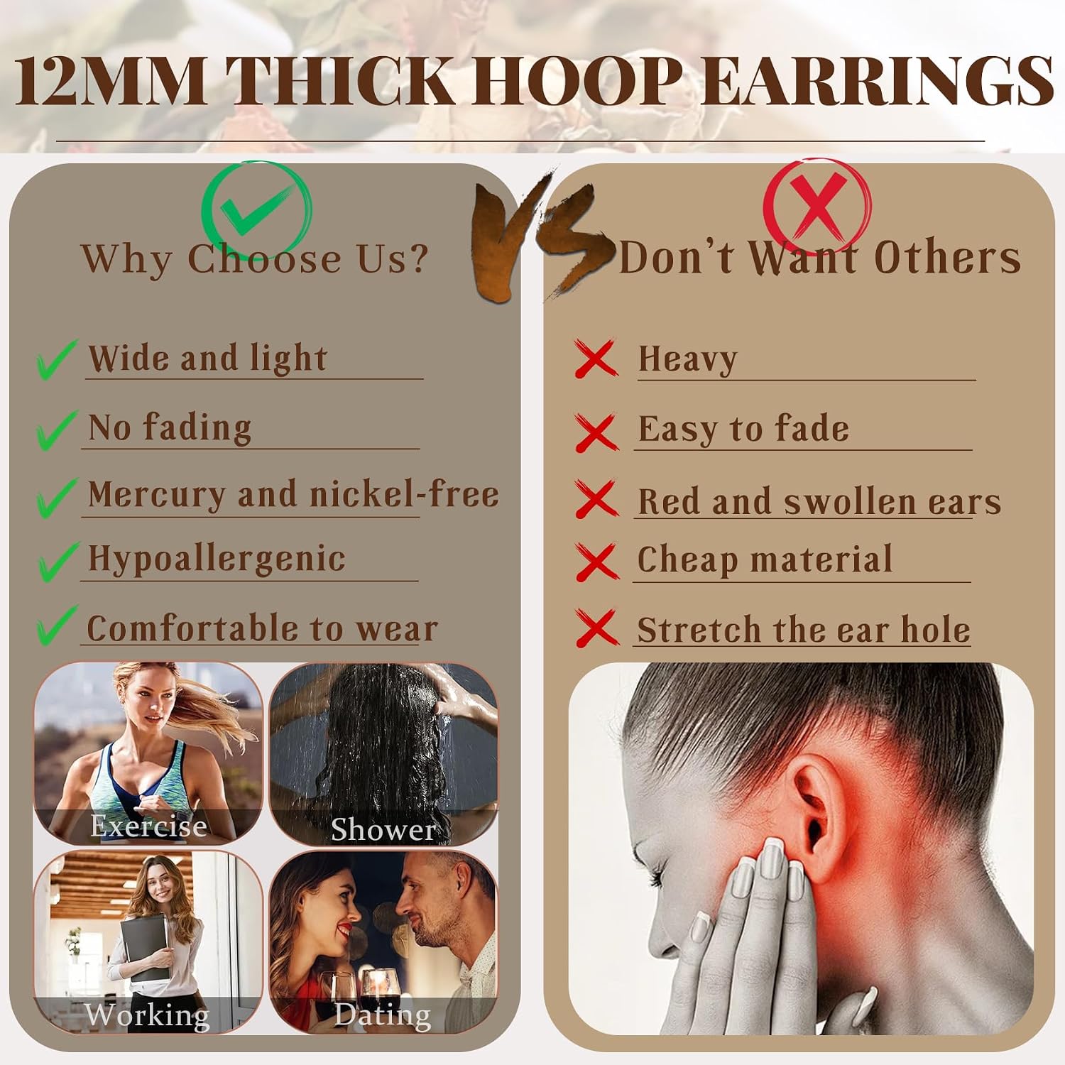 Senteria Earrings 925 Silver Hoop Earrings for Women Large Thick – Bild 5