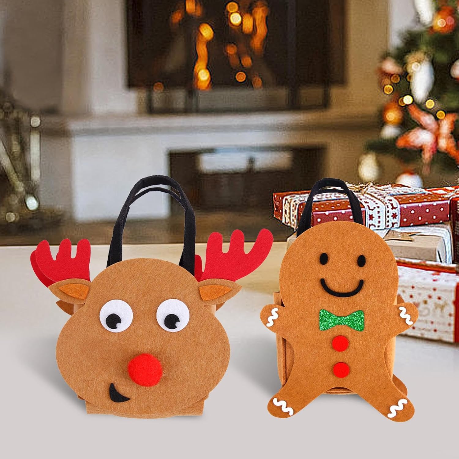 Christmas Cookie Storage - Pack of 2 Reusable Christmas - Christmas Candy Bags with Carry Handles | for Pastries, Biscuits, Food, Chocolate Lollipops – Bild 3