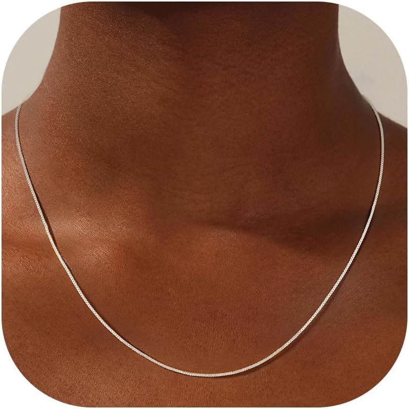 SLOONG 0.8MM Boxkette 925 Silber Over Damen 41/46/51/56/61CM