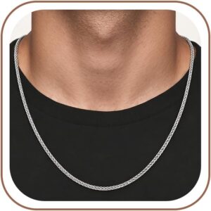 925 Silver Over Chain Men's 2/2.5/3 mm Wide Wheat Chain Necklace