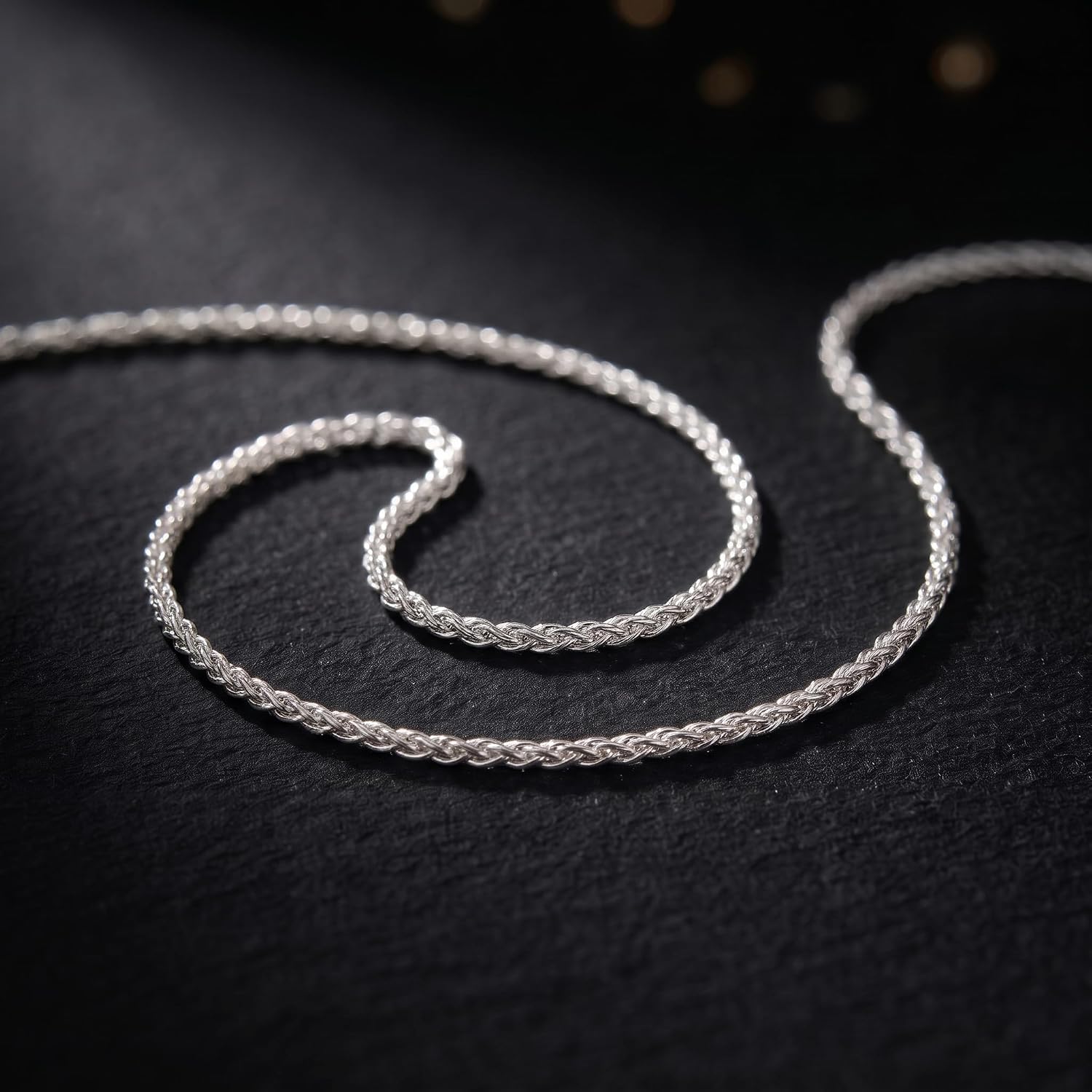 925 Silver Over Chain Men's 2/2.5/3 mm Wide Wheat Chain Necklace – Bild 7