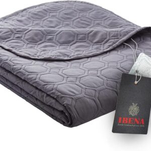 Ibena Nancy Tagesdecke 280 x 250 cm – Wohndecke Anthrazit – leichte Bettüberwurf mit Steppmuster