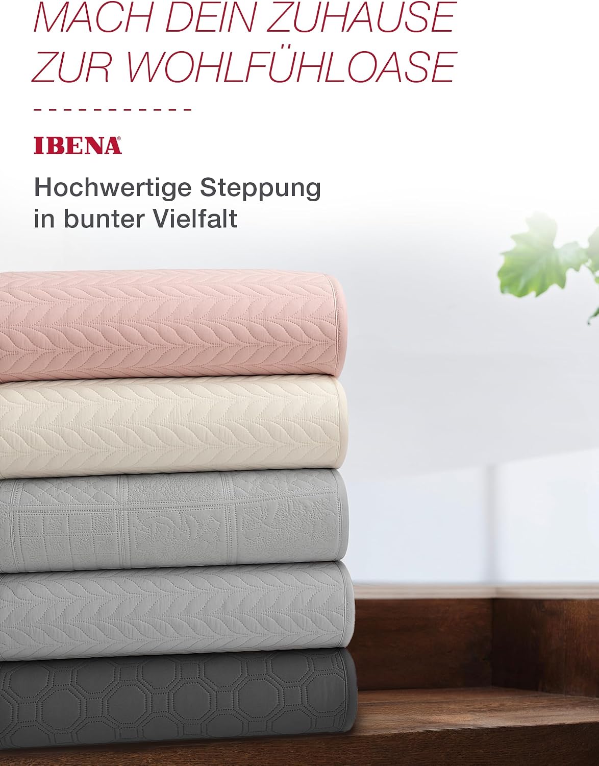 Ibena Nancy Tagesdecke 280 x 250 cm – Wohndecke Anthrazit – leichte Bettüberwurf mit Steppmuster – Bild 5