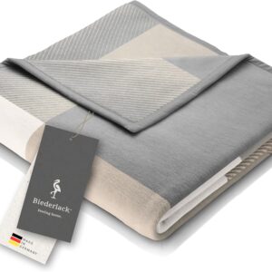 Biederlack® Soft Cuddly Blanket Across Beige XL Sofa Blanket 180 x 220 cm