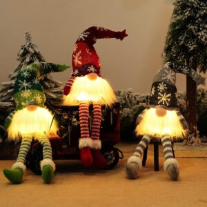 Pack of 3 Christmas Decoration Indoor Gnome Christmas Gnome with LED for