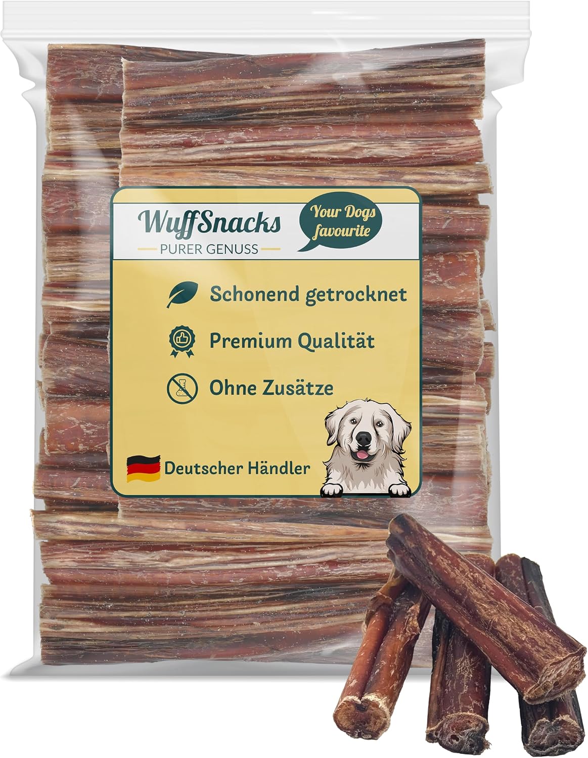 Oxsenziemer for Dogs, Pack of 20, 12 cm, Natural and High-Quality Ox Brick Pieces, Bully Sticks, Low Fat and Protein Rich Chew Items for Dental Care Wuffsnacks
