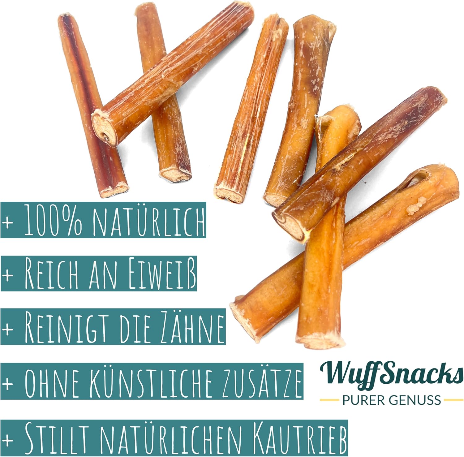 Oxsenziemer for Dogs, Pack of 20, 12 cm, Natural and High-Quality Ox Brick Pieces, Bully Sticks, Low Fat and Protein Rich Chew Items for Dental Care Wuffsnacks – Bild 5