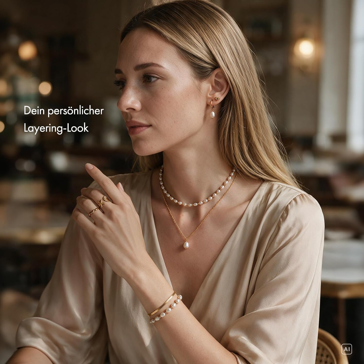 ICRUSH Delicate Necklace Fine Pearl Necklace with Freshwater Pearls Choker – Bild 5