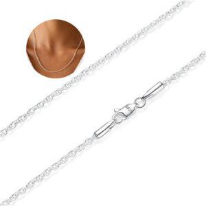1.5 mm/2 mm 925 Solid Sterling Silver Cord Chain Necklace for Women, Robust Dainty Colourfast Silver Chain Women Without Pendant Jewellery Gifts 16/18/20/22/24 Inches