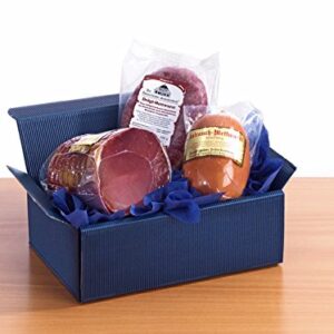 Klein + Fein Präsent No. 47 | Nut Ham, with Light Beech Wood Note, Spreadable Eel Smoke Mettwurst, Drögt-Meat Sausage in Ring, All Beautifully Packed in Cube Gift Box