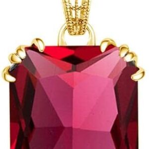 14K Gold Ruby Pendant Necklace for Women Sterling Silver Pendant Gemstone Rectangle Classic Wedding Jewellery
