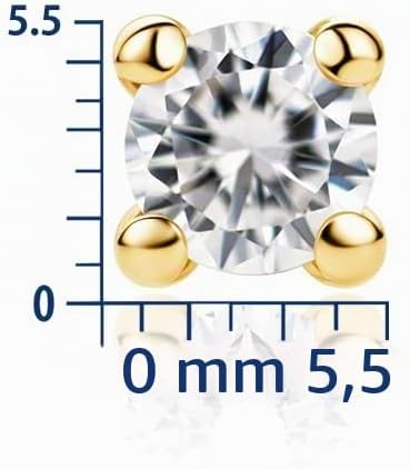 MIORE Jewellery Women's Stud Earrings Gold 375 9ct Yellow Gold/White Gold Women's Earrings with Cubic Zirconia/Sapphire/Ruby/Emerald in Prong Setting Gold Stud Earrings Women's Earrings – Bild 2