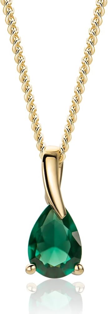 MIORE Jewellery Women's 18 K Gold-Plated Silver Chain/Chain with Pendant 9 K 375 Yellow Gold/White Gold, Gemstone Necklace with Sapphire/Ruby/Emerald/Topaz/Amethyst Necklace for Women in High-Quality