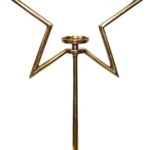 Antikas – Kerzenständer Stern aus Aluminium, Gold glänzend, für Stabkerzen