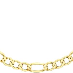 Unisex Hollow Diamantschliff Figaro Halskette 9k(375) Gelbgold 5.6mm