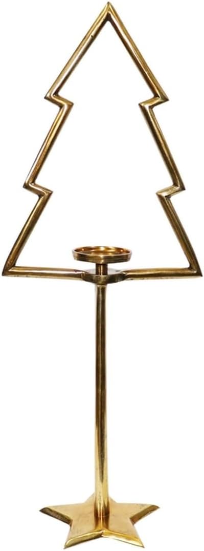 Antikas - Kerzenständer Weihnachtsbaum aus Aluminium, Gold patiniert